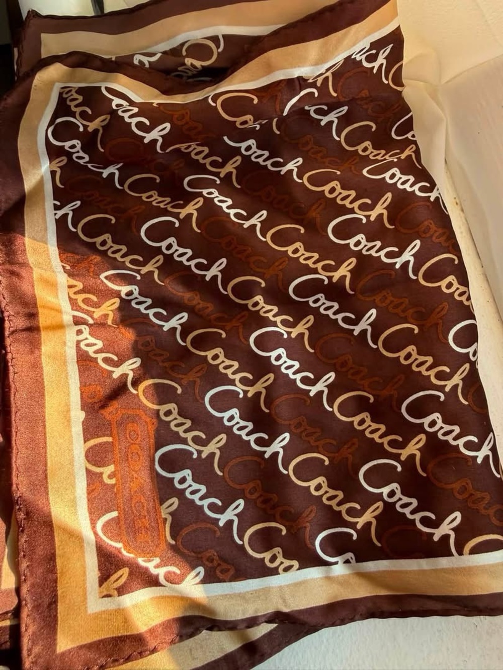 Vintage Coach Logo Silk Scarf
